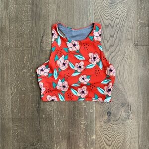 Floral High Neck Sports Bra